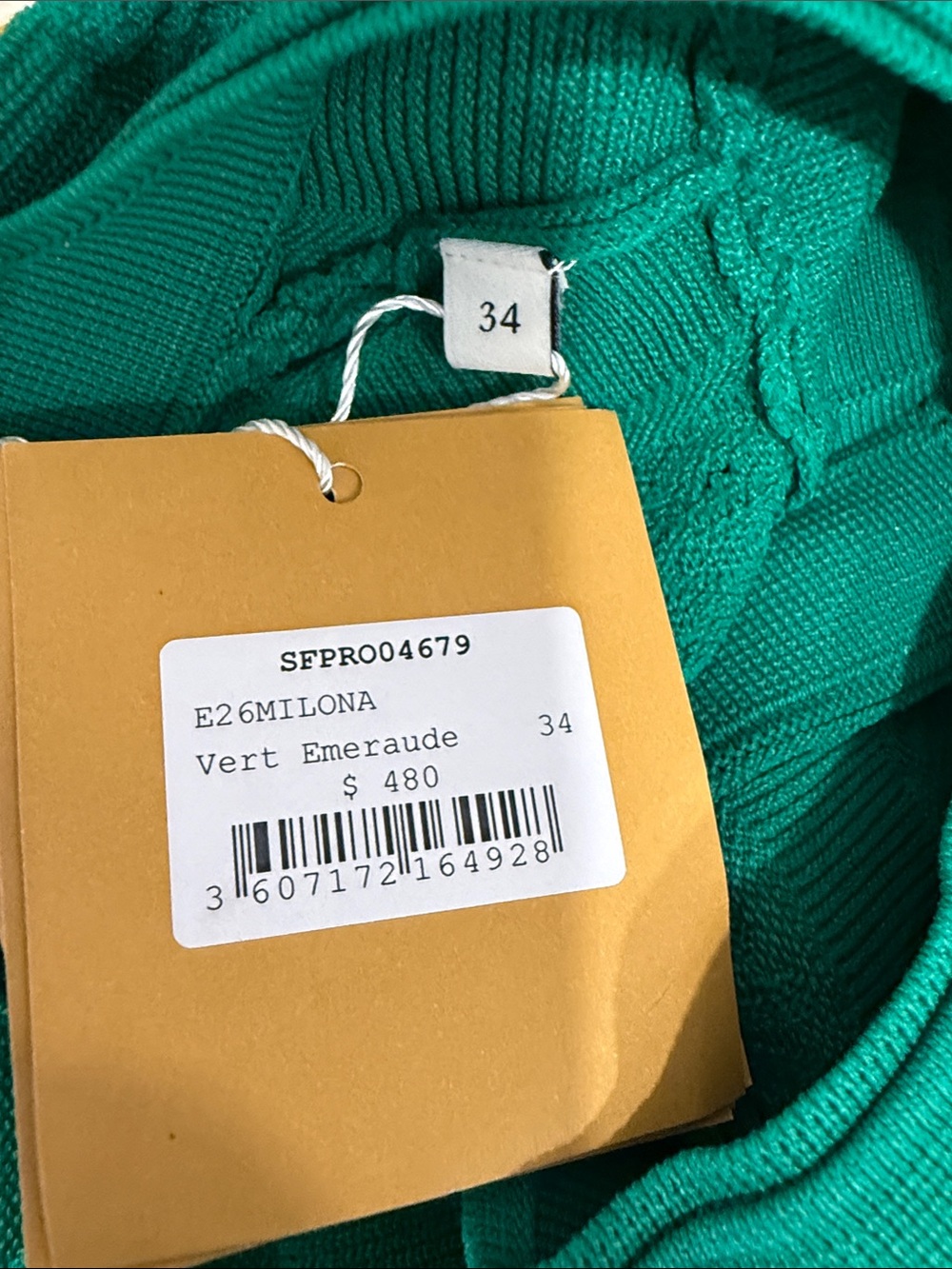 Sandro Green Button-Front Knit Midi Dress - Picture 3 of 5